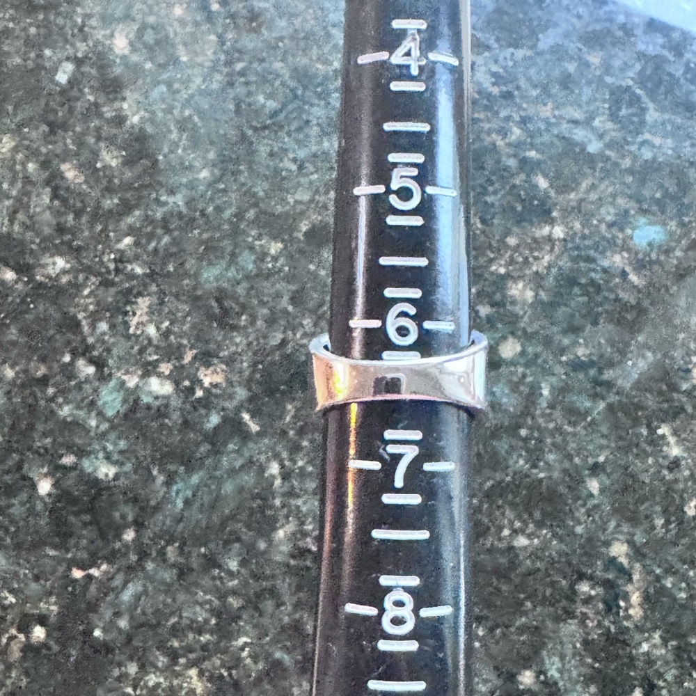 Geometric watermelon tourmaline, sterling silver 925 wide band, 6.5, weight 9.96 - Picture 6 of 9